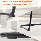 Sweetcrispy Reception Guest Chair Set of 1, Stationary Non Rolling Mesh Mid Back Computer Office Desk with Lumbar Support for Home Waiting Area Conference Room Bedroom