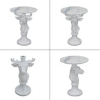 Modern Accent TableLiving Room White Deer Statue Contemporary‌ Faux Marble Night Stand Side Table with White Deer Base Reception Area & Bedroom（Width 19.69" ——Tall 25.59"）