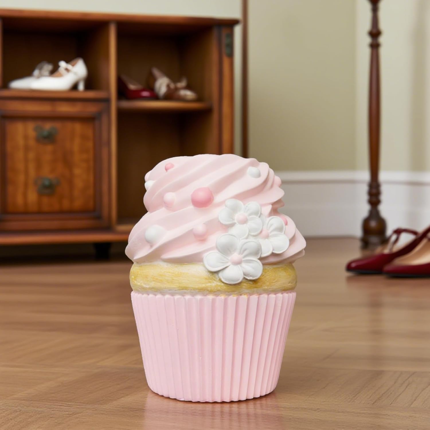 Cynkeyee Food Stool Simulated Cupcake Chair - Resin Fun Decorative Furniture, Low Shoe Changing Stool, Pink Changing Seats for Hallway Office Lounge Dorm Room 14.5x15x16IN