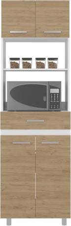 79" Tall Kitchen Pantry Cabinet with Storage,Open Shelves & Microwave Stand, Wooden Cupboard Credenza Bufffet Cabinet, Freestanding Kitchen Hutch for Living Room, Dining Room