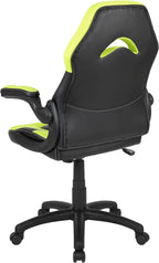 Flash Furniture X10 Gaming Chair Racing Office Ergonomic Computer PC Adjustable Swivel Chair with Flip-up Arms, Neon Green/Black LeatherSoft