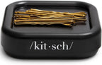 Kitsch Magnetic Bobby Pin Holder - Cute Stuff, Strong Magnetic Pin Holder for Desk & Vanity, Securely Holds Metal Hair Clips, Bobby Pins & Paper Clip | Ideal Gifts for Women - Black, 1 Pc