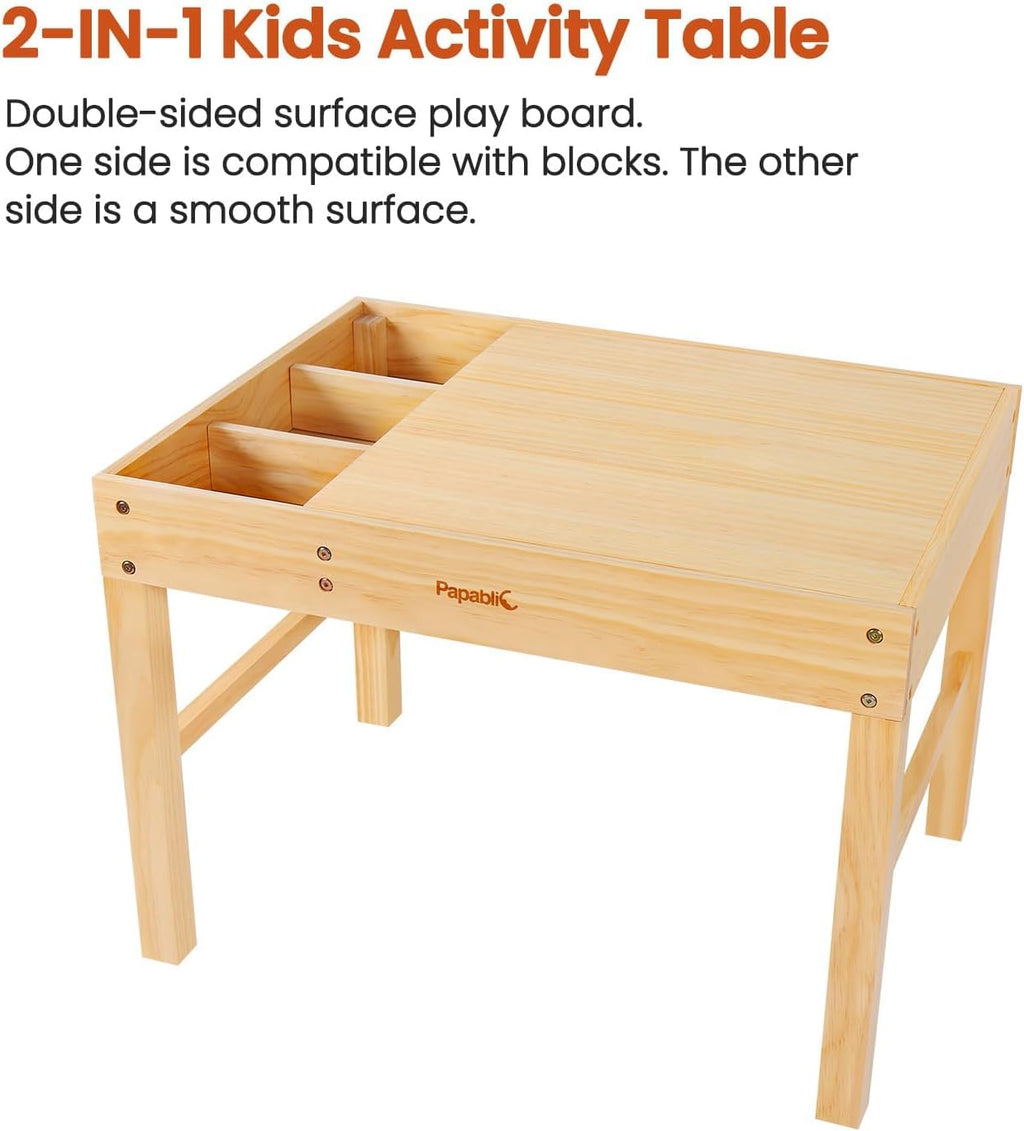 Papablic 2 in 1 Kid Activity Table with Large Storage for Older Kids Compatible with Lego Building Block for Boys Girls Birthday Day Gift