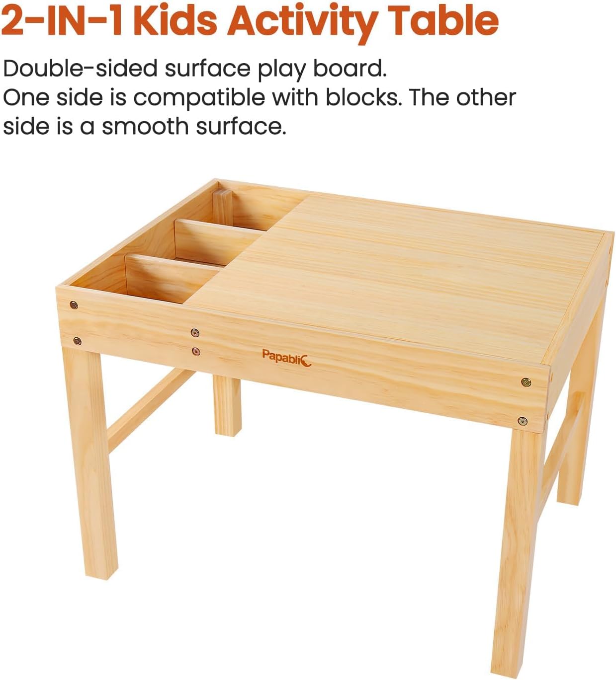 Papablic 2 in 1 Kid Activity Table with Large Storage for Older Kids Compatible with Lego Building Block for Boys Girls Birthday Day Gift