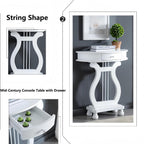 Half Moon Shaped Entryway Side Table, Narrow Semi Circle Console Table, Solid Wood Accent Table with Drawer, Perfect for Hallway, Living Room & Entryway Use (Cherry, 23.6"L * 11.8"W * 30.3"H in, Wood)