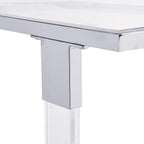 Acrylic Sofa Side Table C Shaped End Table with Wheels, Rolling Bedside Laptop Snack Table with Glass Top,Mobile Breakfast Tray Table with Clear Acrylic Frame