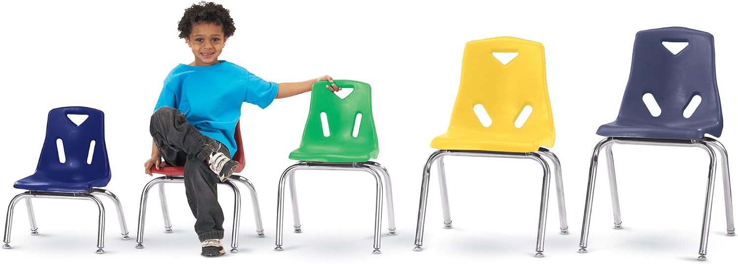 Jonti-Craft Berries 8142JC1003 Stacking Chair with Chrome-Plated Legs, 12" Height, Blue