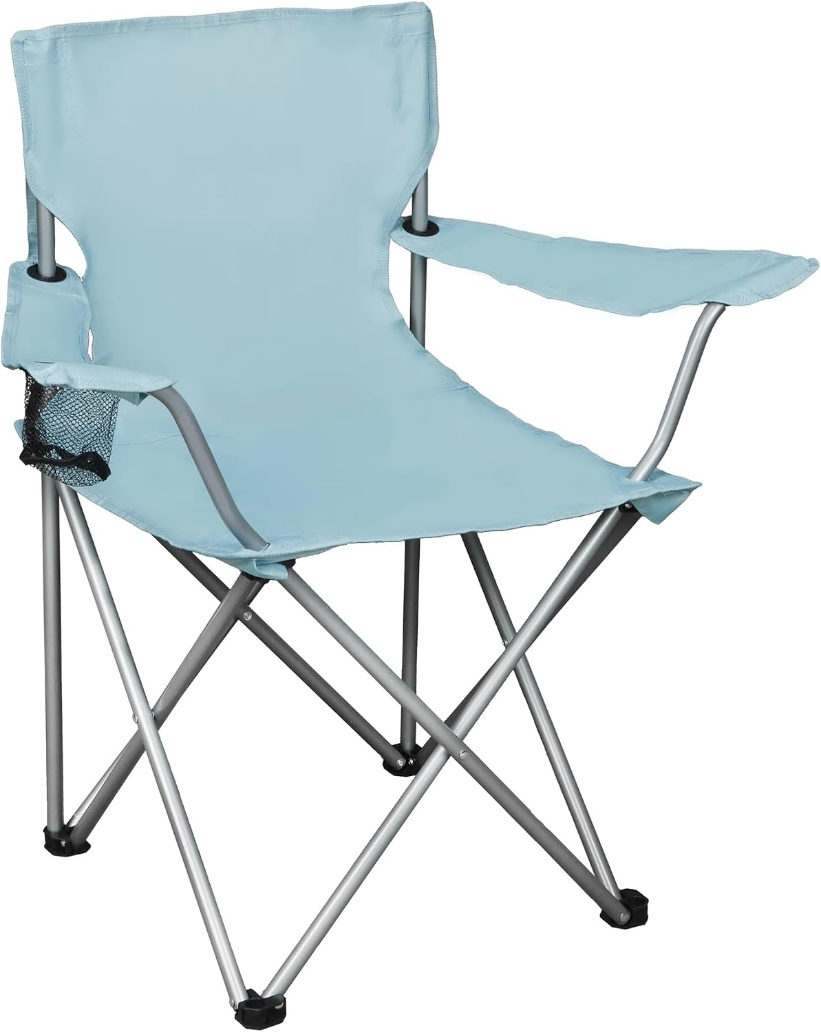 Four-Fold Camping Chair with Cup Holder, Vintage Blue