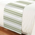 Sage Green Striped Bed Runner Scarf King Size, Modern Thin Line Vertical Stripes Luxury Bed Throw Runners & Scarves for Twin Full Queen King Foot of Beds, Bedroom Hotel Decoration, 94"x20"