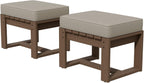 Rustic Hideaway Natural Cedar Wood Ottoman Foot Rest, Patio Foot Stools Ottomans with Removable Cushions, Outdoor Real Wood Footrest, 2 Pieces, Brownish/Beige