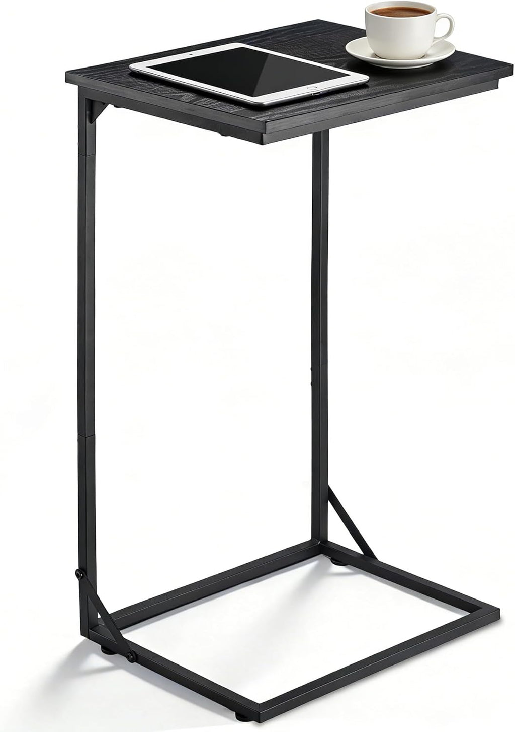 C Shaped End Table for Couch, Small Side Table for Living Room & Bedroom, Slide Under Sofa Table for Laptop, Coffee, Snacks, Easy Assembly, Modern Design