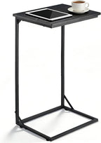 C Shaped End Table for Couch, Small Side Table for Living Room & Bedroom, Slide Under Sofa Table for Laptop, Coffee, Snacks, Easy Assembly, Modern Design