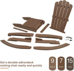 Psilvam Adirondack Rocking Chair Set of 2, Eco-Friendly Wood-Style Outdoor Patio Rocker - Heavy Duty 350 lbs Capacity, All-Weather Recycled Plastic, Easy Assembly (Brown)