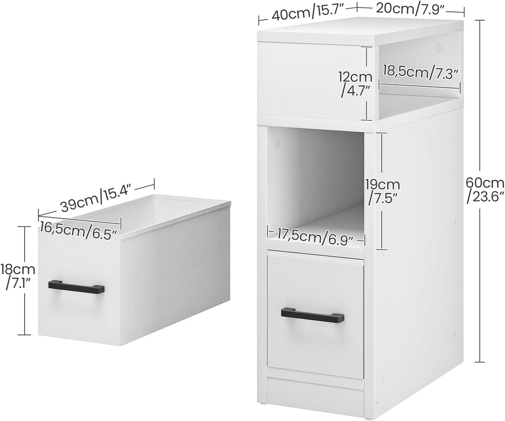 CHOEZON Small Narrow Side Table and Nightstand with Drawer Bundle, Skinny End Table, Skinny Bedside Table for Small Spaces for Bedroom, Living Room TBZ07UBF-MBZ11WB
