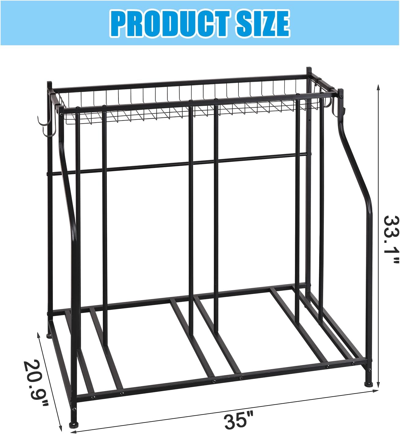 Mythinglogic Garage Bike Storage Rack, Freestanding Organizer for Adult or Kids Bike, 3 Bicycle Holder for Indoor and Outdoor Use