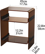 Acrylic Record Player Table with Storage Shelf, Clear Side Table Nightstand (Dark Brown, Large)