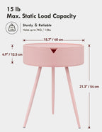 TOPWAVE Small Round Side Table – Lift-Top Storage PVC Table, Metal Legs, Perfect for Living Room & Small Spaces, Multiple Colors