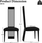 Black Dining Chair Set of 2, Modern Boucle High Back Upholstered Kitchen Chairs with Black Metal Legs for Dining Room Kitchen Living Room