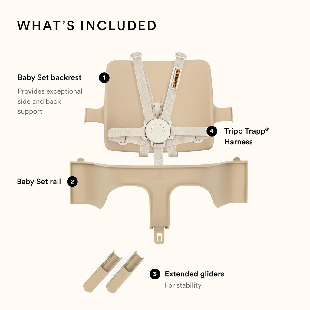 Stokke Tripp Trapp Baby Set 2, Storm Grey - Ages 6-36 Months - Convert The Tripp Trapp Chair into a Comfortable High Chair - Includes Stokke Harness 2