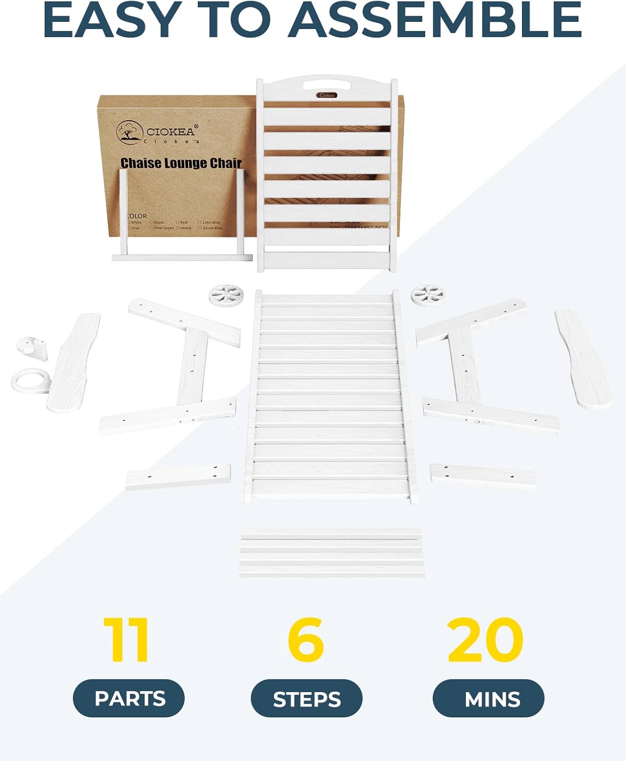 Ciokea Lounge Chair Outdoor Set of 4, Oversized Chaise Lounge Chair with 5 Positions, HDPE, Patio Lounge Chairs with Wheels & Cup Holder for Lawn, Pool, Deck, Poolside, White