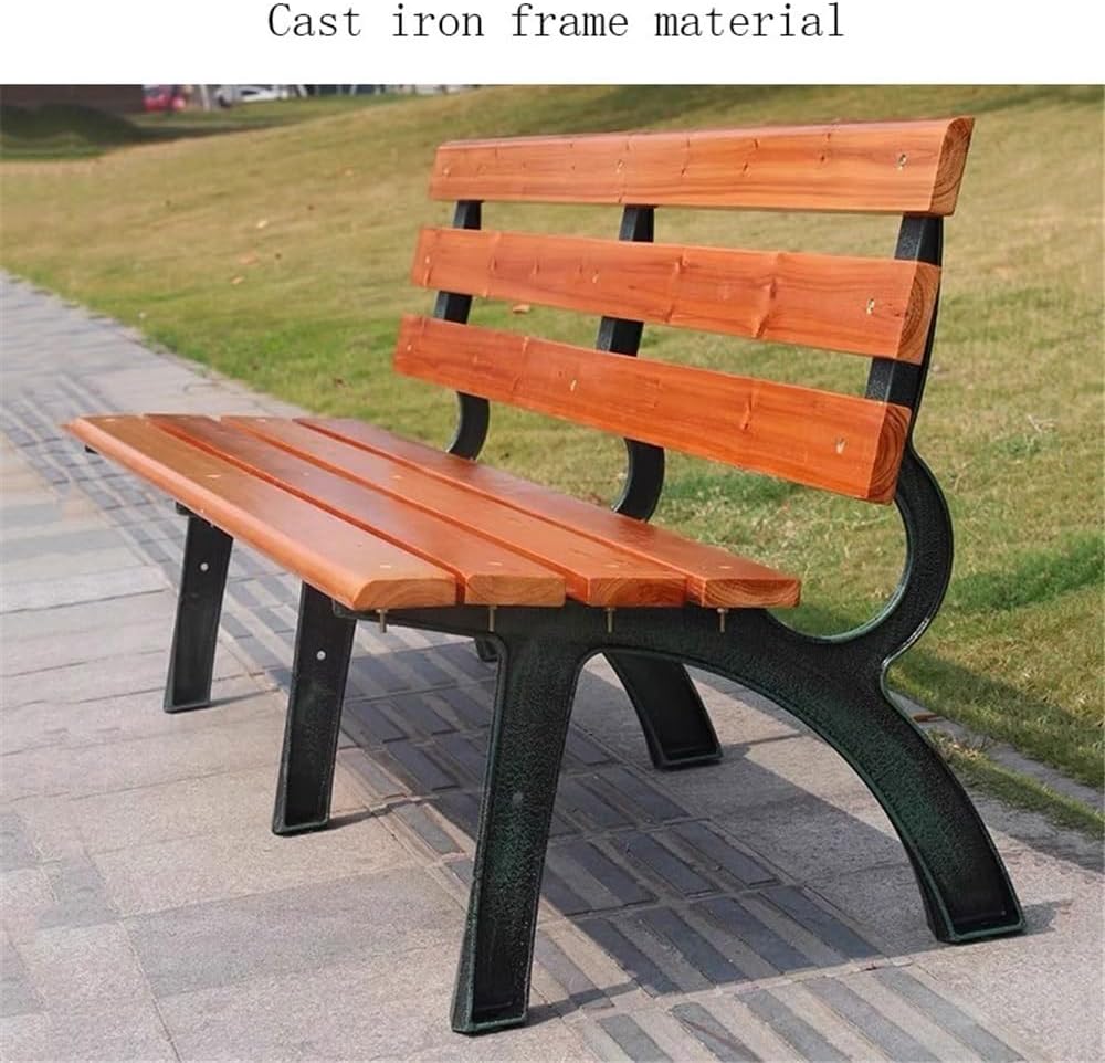 Garden Park Outdoor Bench, Cast Aluminium Frame Wooden Sitting, for Balcony Terrace Leisure Chair Seat(Small)