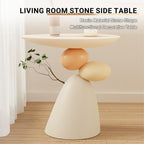 Resin Stone Side Table, Modern Sofa Accent Coffee Table for Living Room, Multifunctional Nightstand for Bedroom Hall Study, Sturdy End Table with 3 KG Load Capacity.(Black)