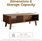MAISONARIA Living Room Table Sets of 2, Mid Century Coffee Table & Dresser TV Stand, Sliding Door Coffee Table with Storage, Modern TV Stand for Bedroom, Living Room, Walnut