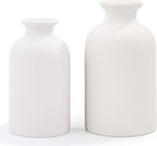 Hirdbrote Small Ceramic Vases for Decor, 2-Piece Set - Flower Vases, Modern Farmhouse & Rustic Home Decor, Wedding & Kitchen Centerpiece (5.5' & 4.7' Tall) (White)