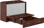 AFI Hamilton Full Murphy Bed Chest with Mattress, Storage, and Built-in Charger in Walnut