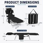 Tanning Chair, Folding Beach Lounge Chair with Face Hole and Arm Slots, 5-Position Adjustable Sun Tanning Chair with Pillow and Side Pocket, Portable Chaise Lounge for Patio Pool Outdoor, Black