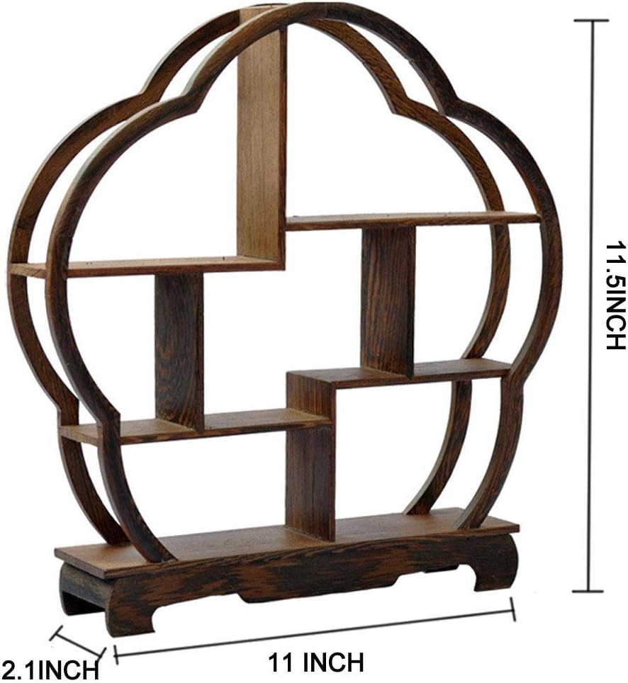 NWFashion Chinese Wooden Rosewood Display Stand Decoration 11" Curio Cabinets Shelf (Plum)