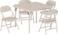 5 Piece Set Folding Card Table and Chairs, Portable Foldable Table with 2 PU Padded Chairs, Lightweight Dining Set for Indoor Outdoor, Camping, Parties, RV