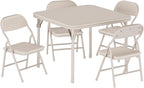 5 Piece Set Folding Card Table and Chairs, Portable Foldable Table with 2 PU Padded Chairs, Lightweight Dining Set for Indoor Outdoor, Camping, Parties, RV