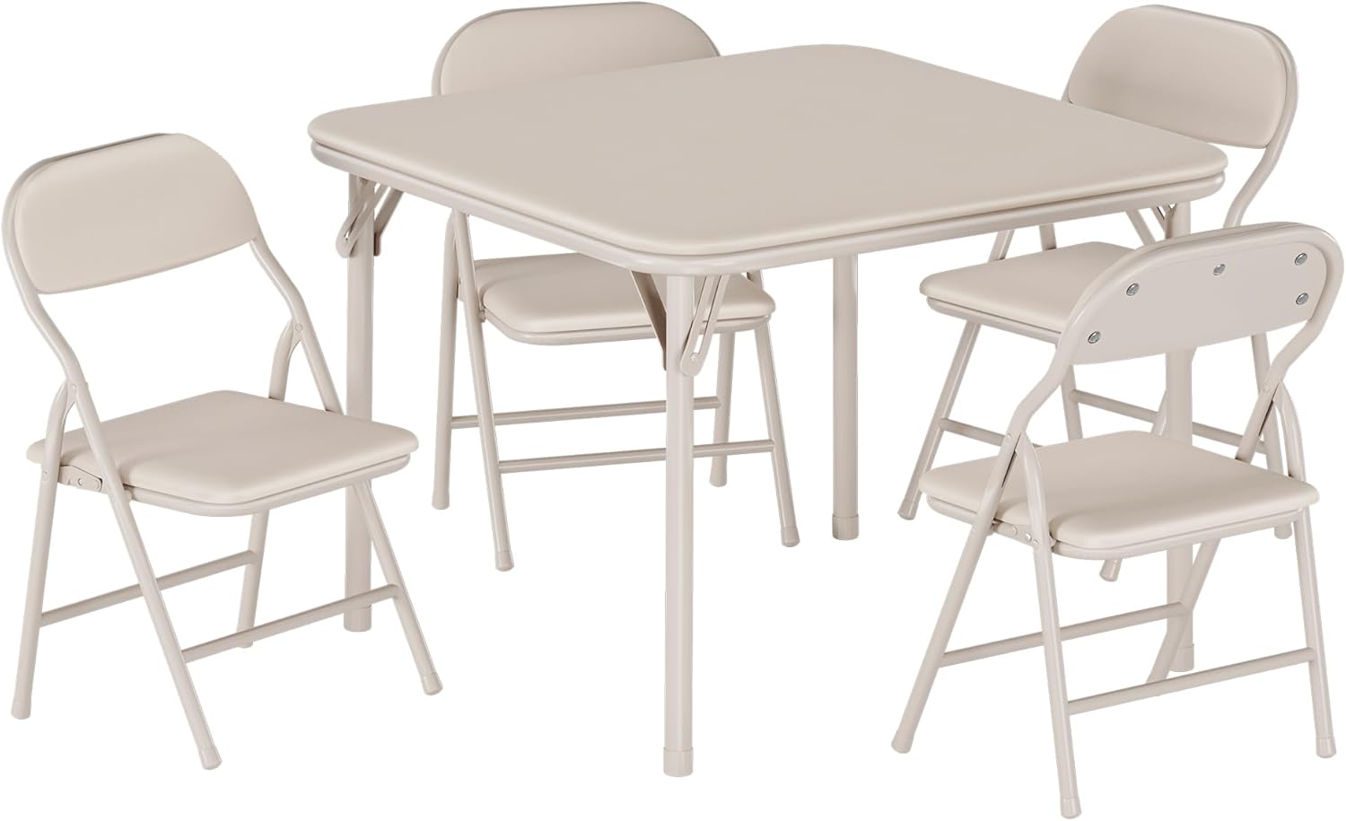 5 Piece Set Folding Card Table and Chairs, Portable Foldable Table with 2 PU Padded Chairs, Lightweight Dining Set for Indoor Outdoor, Camping, Parties, RV