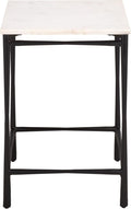 SAFAVIEH Furniture - Nadezhda Accent Table - White & Black - Marble Top Metal Side Table - Square Top Modern Design - Fully Assembled - Ideal for Living Room, Bedroom, 16"W x 16"D x 24"H (ACC3756A)