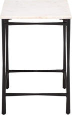 SAFAVIEH Furniture - Nadezhda Accent Table - White & Black - Marble Top Metal Side Table - Square Top Modern Design - Fully Assembled - Ideal for Living Room, Bedroom, 16"W x 16"D x 24"H (ACC3756A)