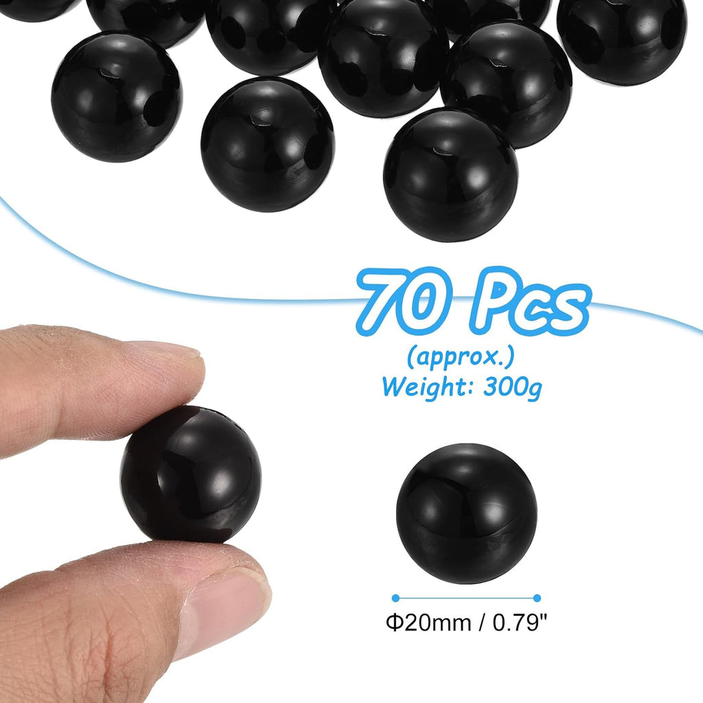 MECCANIXITY 100pcs 20mm Black Pearl Beads ABS Faux Pearls Vase Fillers 300g Ornament Filler for Crafts Centerpieces Jewelry Making Aquarium Decoration