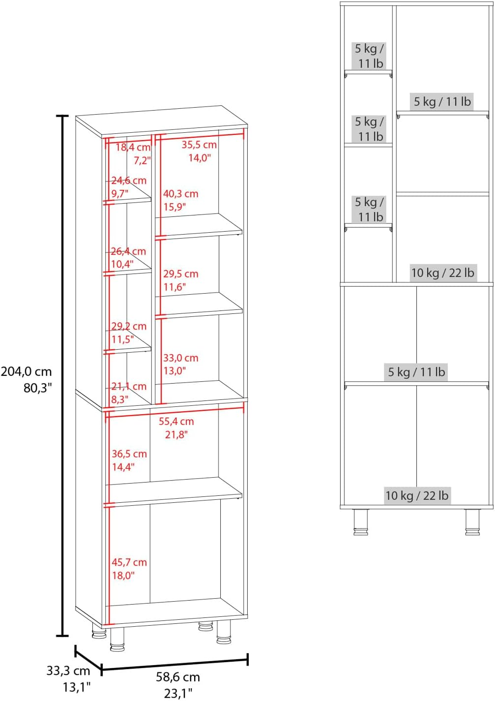 Florence Kitchen Pantry, Multiple Open and Closed Shelves, Modern Design, White