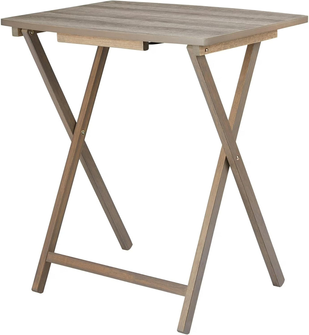 Oversized Rustic Gray Folding Tray Table, 23.5 x 18 Inch Surface