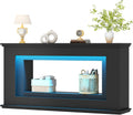 Loomie 63” Long Console Tables for Entryway, Narrow Long Entry Table with LED Lights, 2-Tier Sofa Table Behind Couch, Modern Hallway Accent Table for Living Room, Entrance (Black)