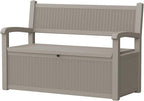 80 Gallon Resin Outdoor Storage Bench, Weatherproof Deck Box with Rattan Texture, 2-3 Person Garden Bench Seating for Patio Furniture, Pool Toys, Cushions, Lockable & 500lbs Capacity, Gray