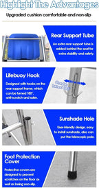 Outdoor Life Guard Chair for Patio Beach Water Park, Tall Pool Deck Lifeguard Chairs for Kids/Adults, Heavy Duty Stainless Steel Elevated Lifeguard Chair, Loads 660lbs(3 Steps - H 150cm/59inch)