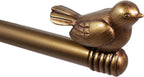 3/4-inch Cute Decorative Bird Adjustable Window Treatment Curtain Single Rod Set, 28" to 48" - Renaissance Gold