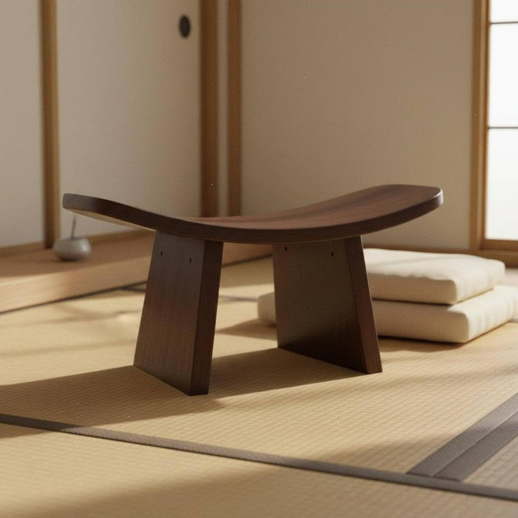 Meditation Bench Wooden Structure Compact Kneeling Chair Balanced Posture Upright Sitting Suitable for Bedroom Outdoor Retreats Spiritual Gathering, Natural Wood, S