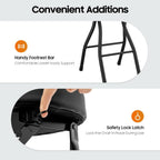 2 Pcs Folding Bar Stool with Backrest & Footrest, 25.6'' Portable Collapsible Counter Height Chair Leather Padded for Home Camping Kitchen Island Shop Cafe, 275.58 lbs Capacity (Black)