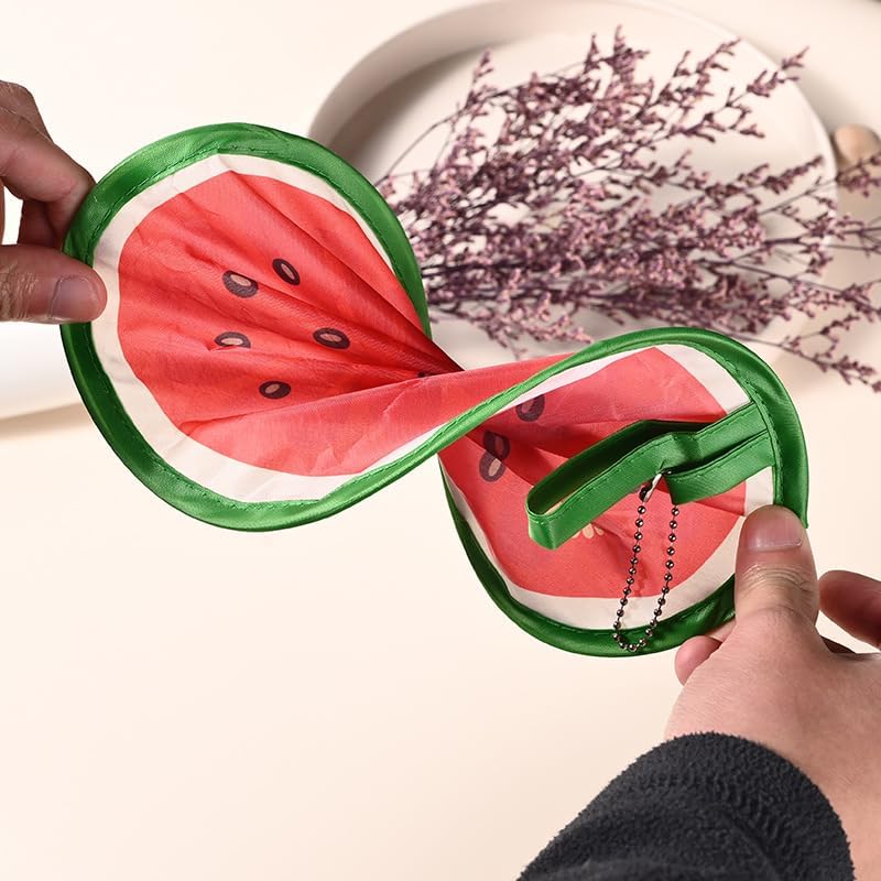 4pcs Round Foldable Hand Fans,8.26Inches Fruit Style Handheld Folding Fan Portable Cooling Fans for Summer Events, Outdoor Travel, Festival Party Decorations,Watermelon + Orange + Kiwi + Lime