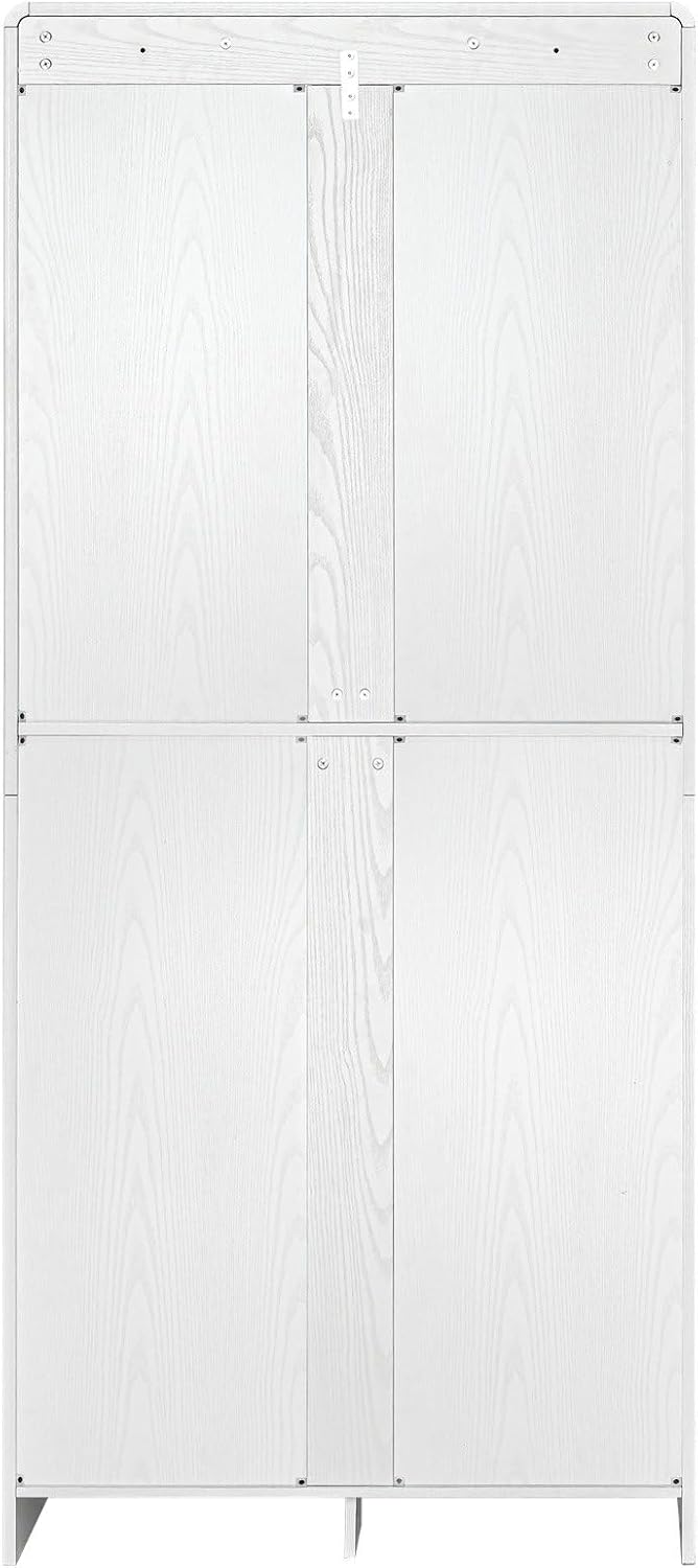 72" Tall Kitchen Pantry Cabinet, Storage Cabinet with 8 Door Shelves, Hidden Drawer, 3 Adjustable Shelves, Farmhouse Kitchen Cabinet for Dining Room, Bathroom, Living Room