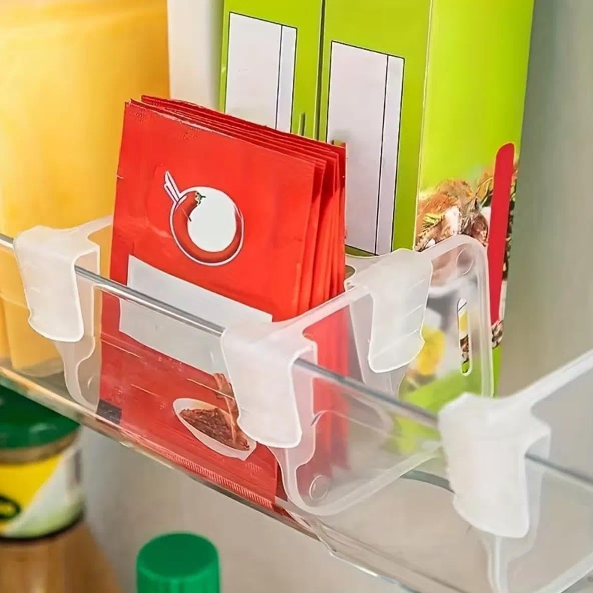 10 Pcs Thick Adjustable Transparent Refrigerator Side Door Organizers, Multifunctional Storage Space Saver Bins