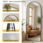 57"x18" Floor Mirror Full Length, Arched Full Length Mirror with Stand, Full Body Mirrors for Bedroom Living Room or Cloakroom Black