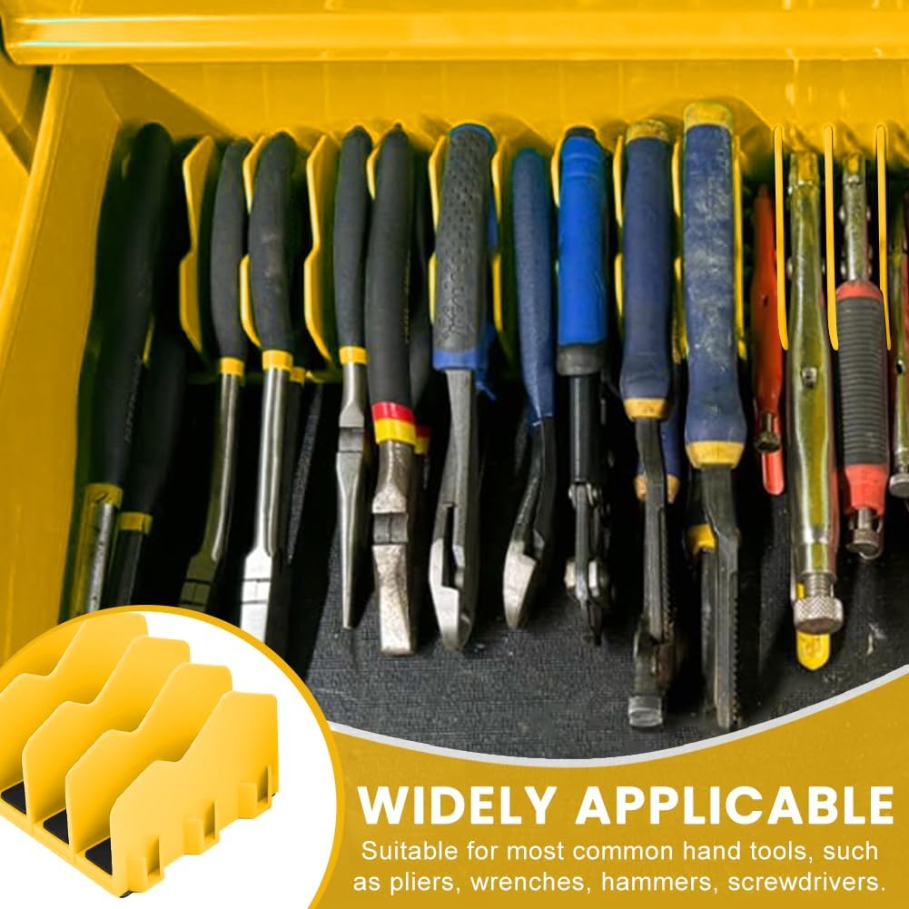 2 Pack Pliers Organizer Rack, 10 Slots Pliers Cutters Organizer Rack Plastic Tool Organizers Space Saving Tool Drawer Toolbox Organizers for Tools Box Storage(COLOR:yellow)